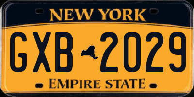 NY license plate GXB2029