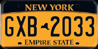 NY license plate GXB2033