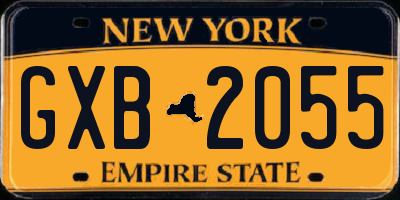 NY license plate GXB2055