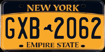 NY license plate GXB2062