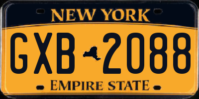 NY license plate GXB2088