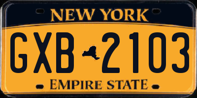 NY license plate GXB2103