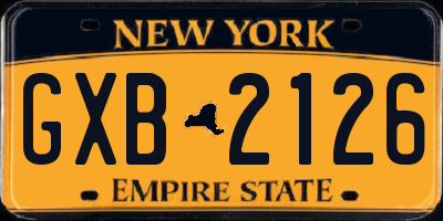 NY license plate GXB2126