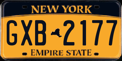 NY license plate GXB2177