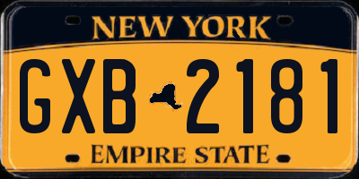 NY license plate GXB2181
