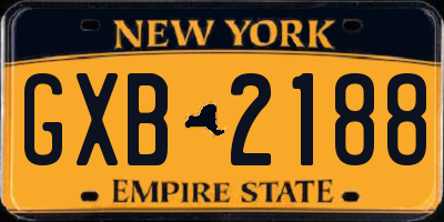 NY license plate GXB2188