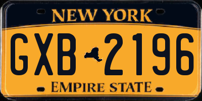 NY license plate GXB2196