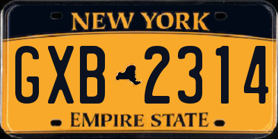 NY license plate GXB2314