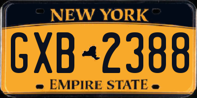 NY license plate GXB2388