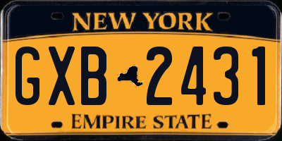 NY license plate GXB2431