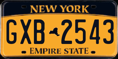 NY license plate GXB2543