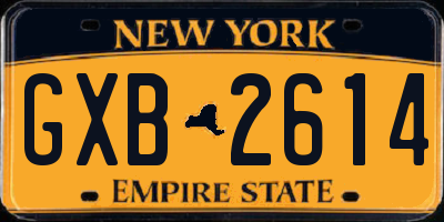 NY license plate GXB2614