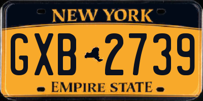 NY license plate GXB2739