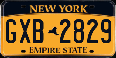 NY license plate GXB2829