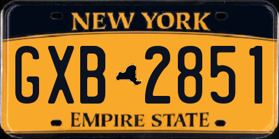 NY license plate GXB2851