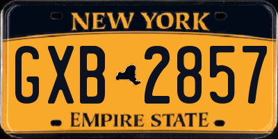 NY license plate GXB2857