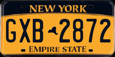 NY license plate GXB2872