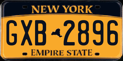 NY license plate GXB2896