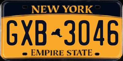 NY license plate GXB3046