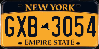 NY license plate GXB3054