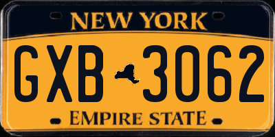 NY license plate GXB3062