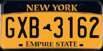 NY license plate GXB3162