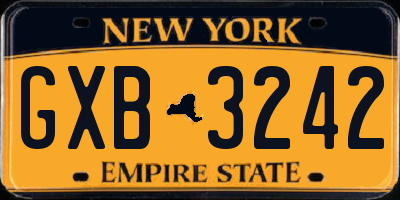 NY license plate GXB3242