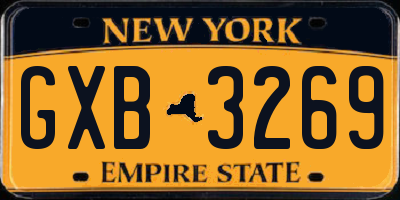NY license plate GXB3269
