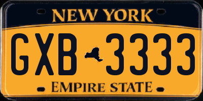 NY license plate GXB3333