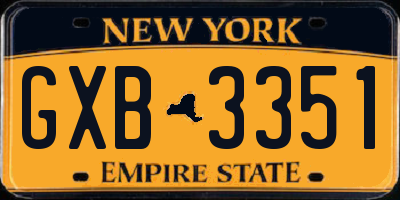 NY license plate GXB3351