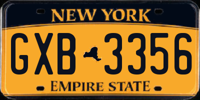 NY license plate GXB3356