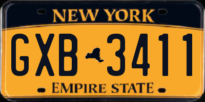 NY license plate GXB3411