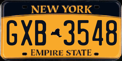 NY license plate GXB3548