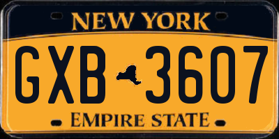 NY license plate GXB3607