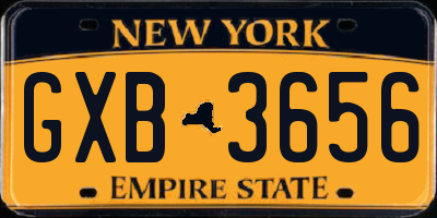 NY license plate GXB3656