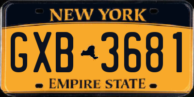 NY license plate GXB3681