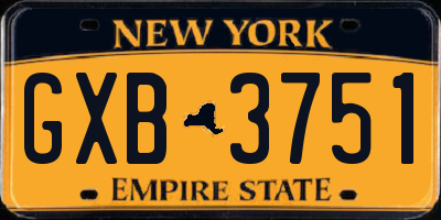 NY license plate GXB3751