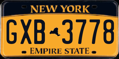 NY license plate GXB3778