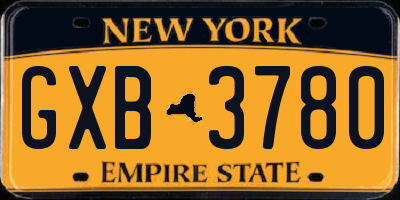 NY license plate GXB3780