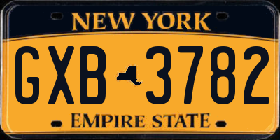 NY license plate GXB3782