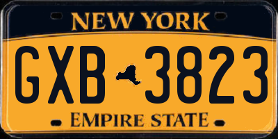 NY license plate GXB3823