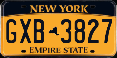 NY license plate GXB3827