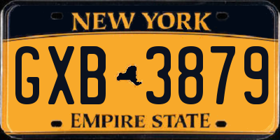 NY license plate GXB3879