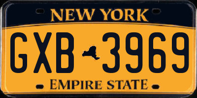NY license plate GXB3969