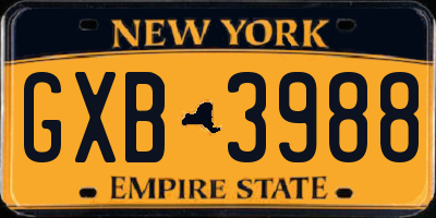 NY license plate GXB3988