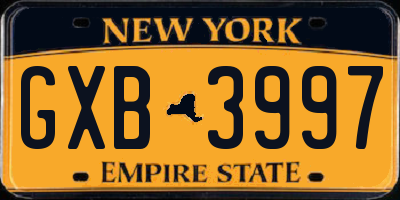 NY license plate GXB3997