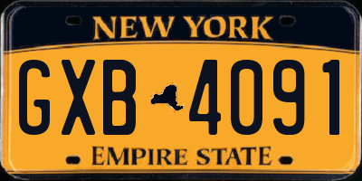 NY license plate GXB4091
