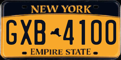 NY license plate GXB4100