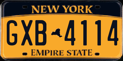 NY license plate GXB4114