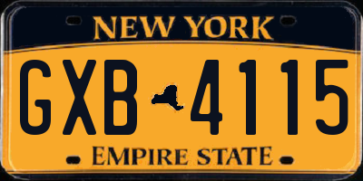 NY license plate GXB4115